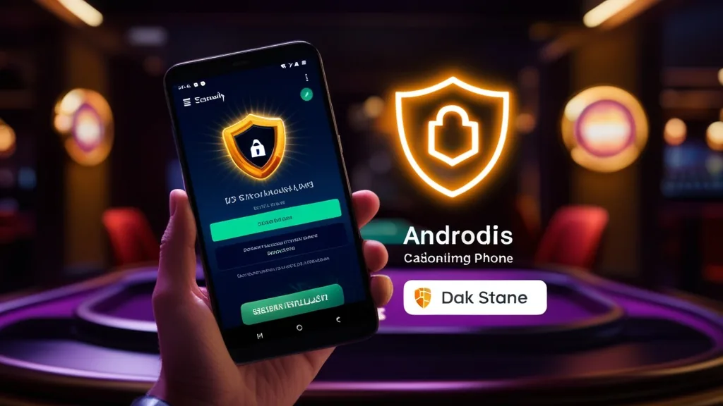 Instalação segura de APK no Android com ambiente de casino escuro